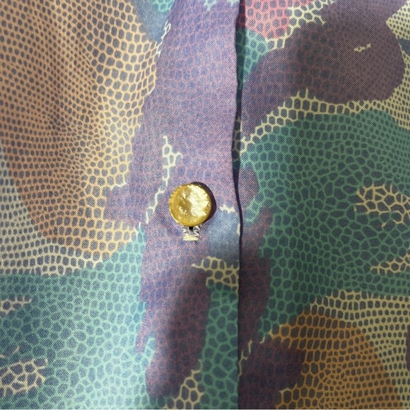 Vintage Anderson-Little Floral Paste Pink & Blue 70's Secretary Blouse with Bow - Picture 4 of 10